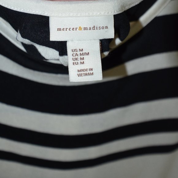 Mercer & Madison Striped Tunic Top High Low Pleated Back Womens Size M New - Picture 4 of 8